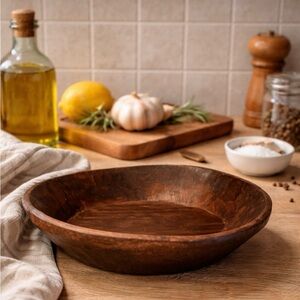 Rustic Brown Wooden Bowl